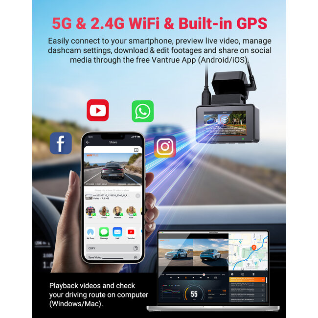 Vantrue E2 Pro Cloud 4K Wifi GPS dashcam