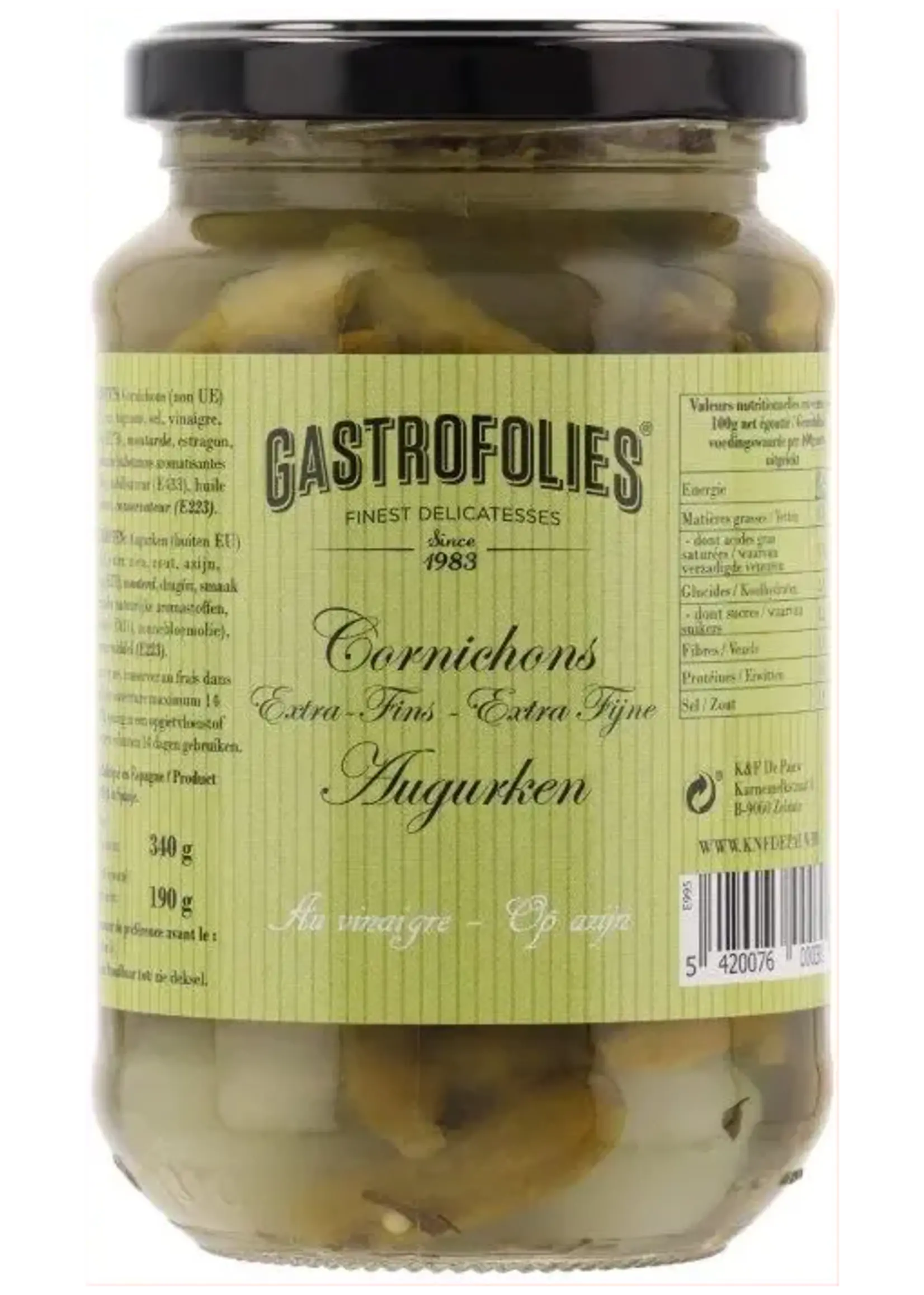 Gastrofolies Extra Fijne Augurken 340g