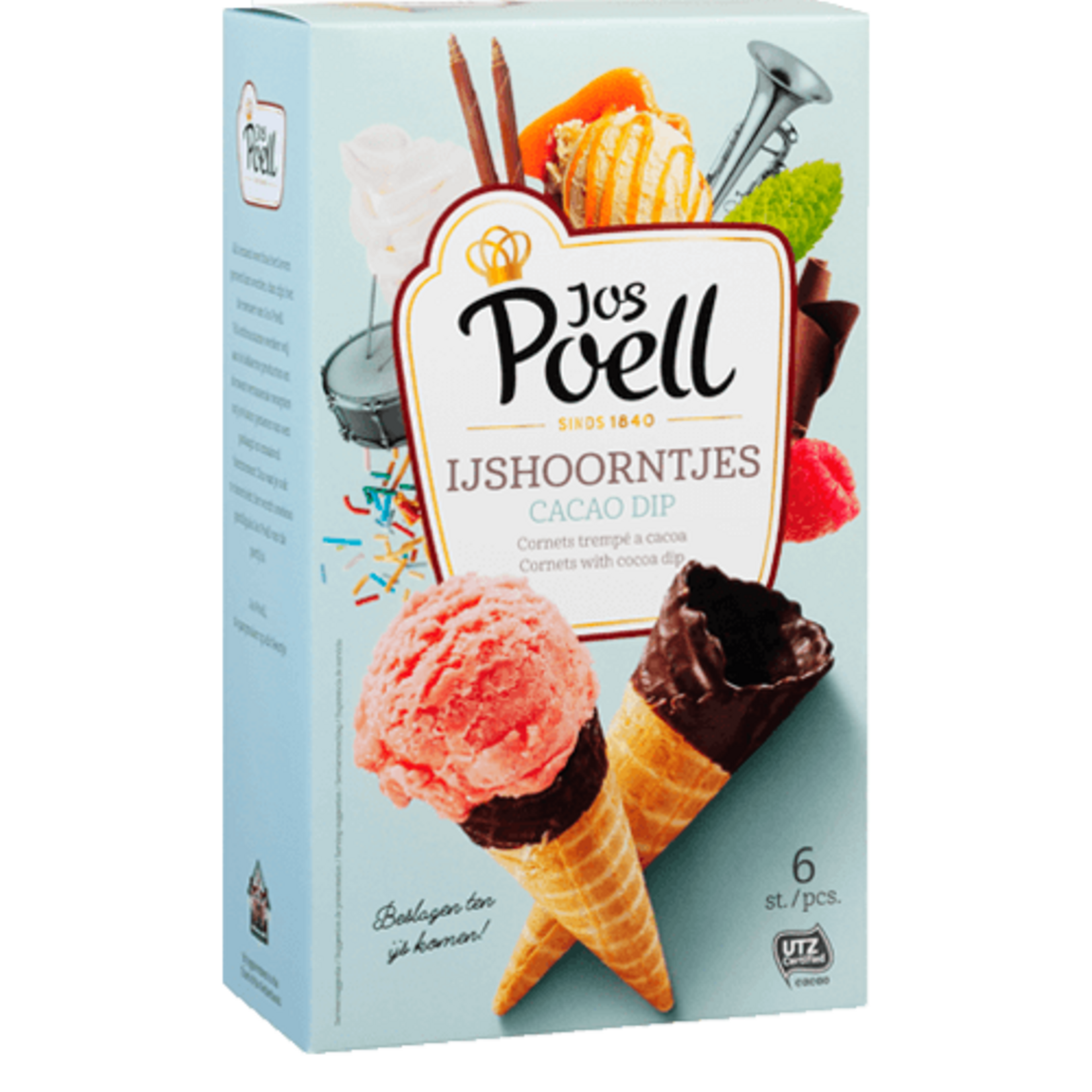 Jos Poell Ijshoorntjes Cacao Dip 126g (6st.)