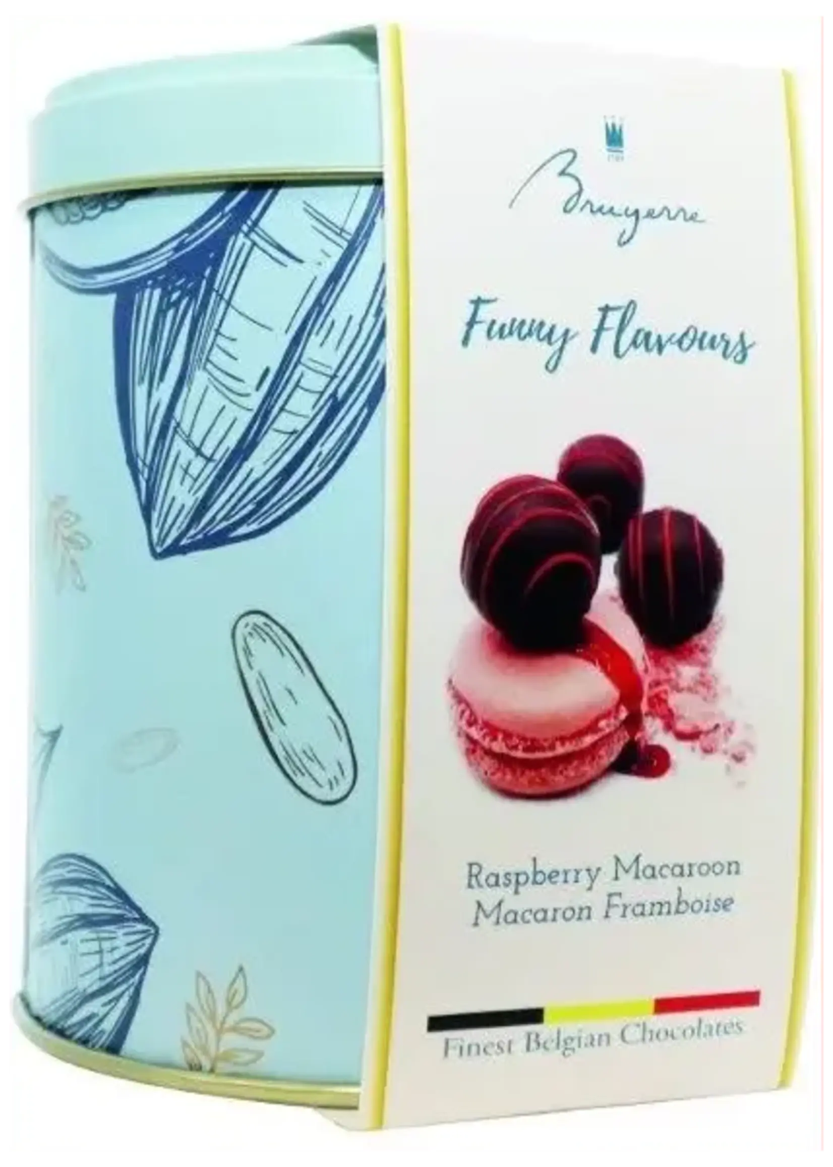 Bruyerre Truffels Macaron Framboos Blik 100g