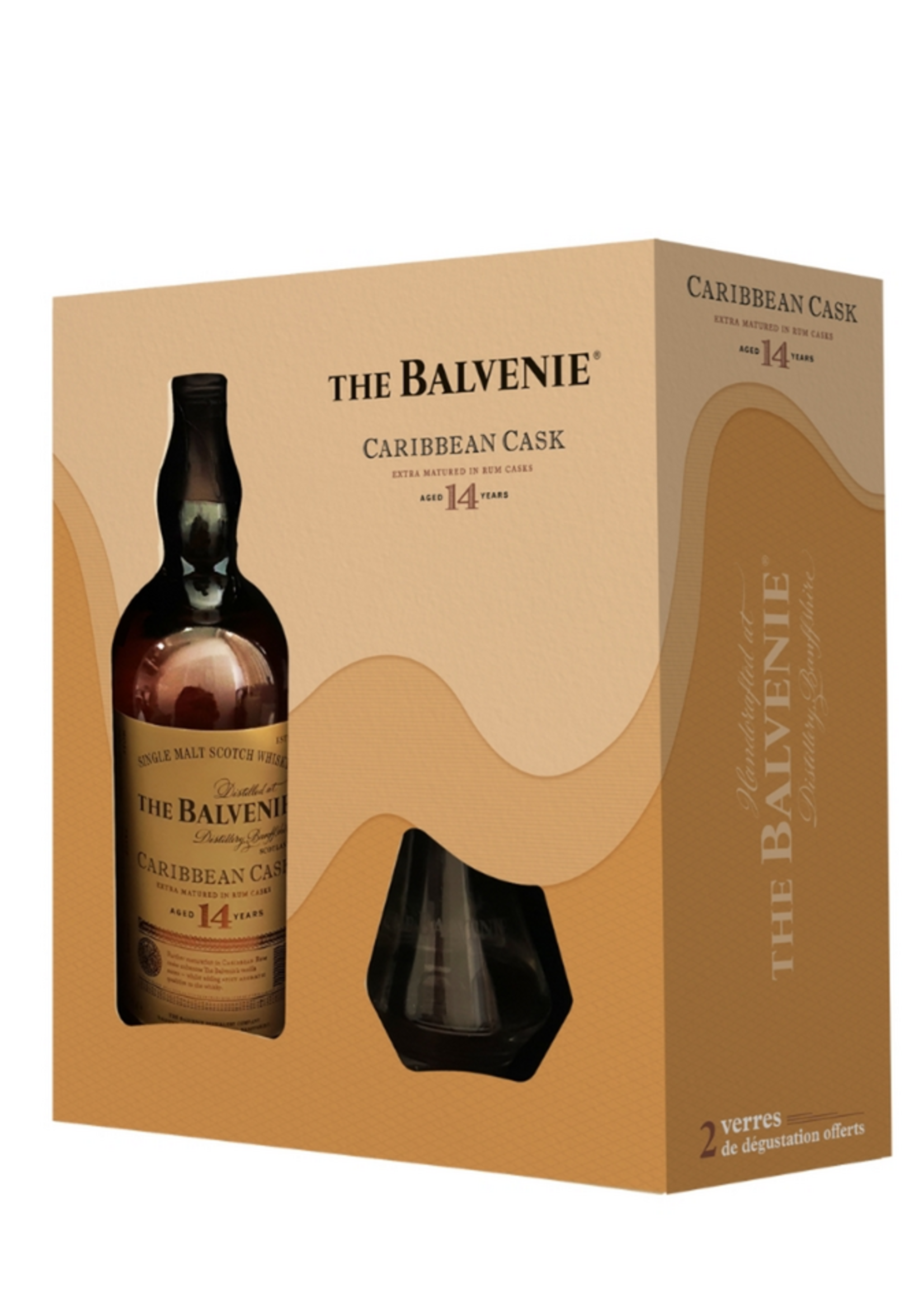 Balvenie 14Y Caribbean Cask + 2 Glazen Gift 43% 70cl