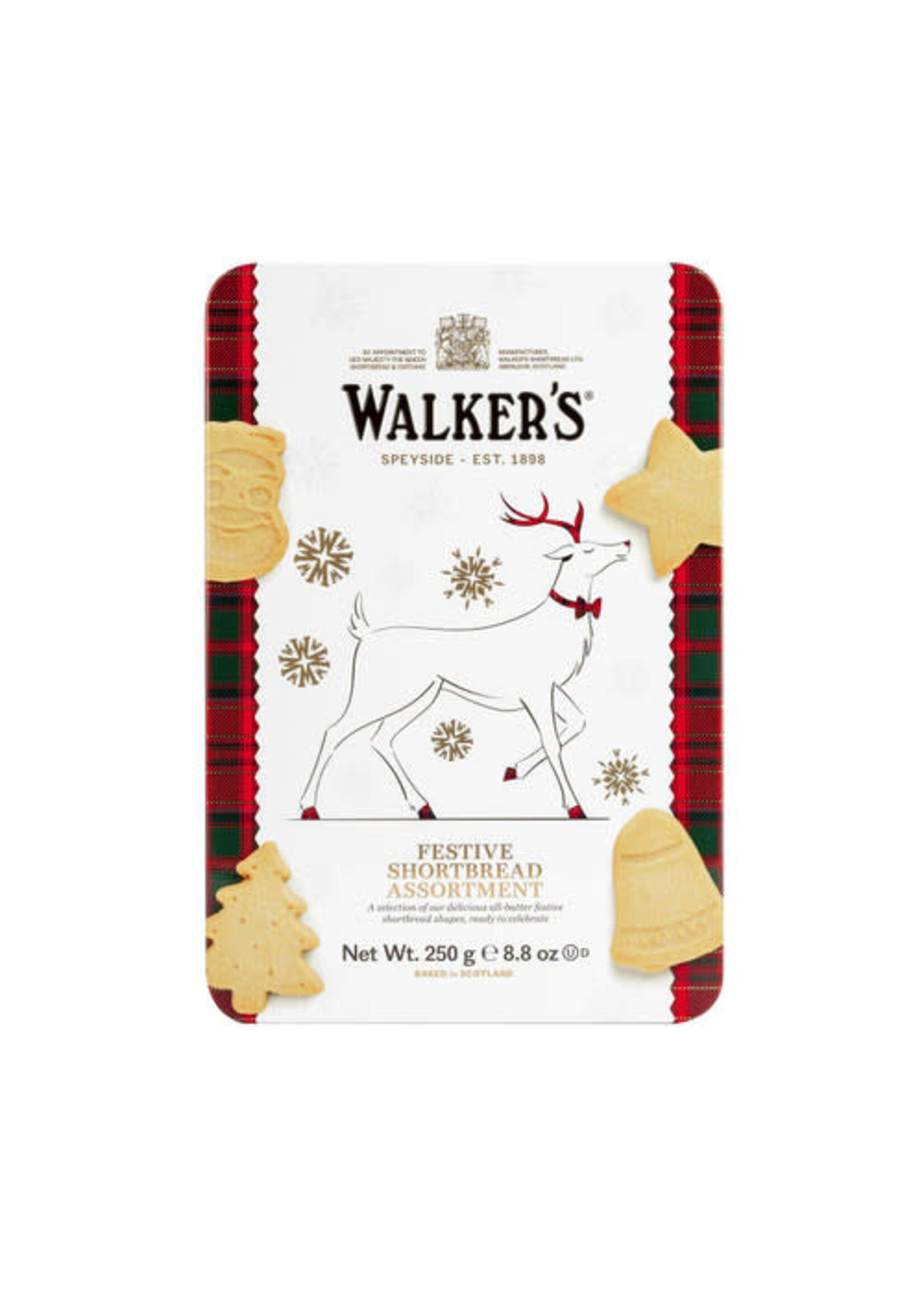 Walker's Festive Shortbread Assortment Reindeer Tin 250g