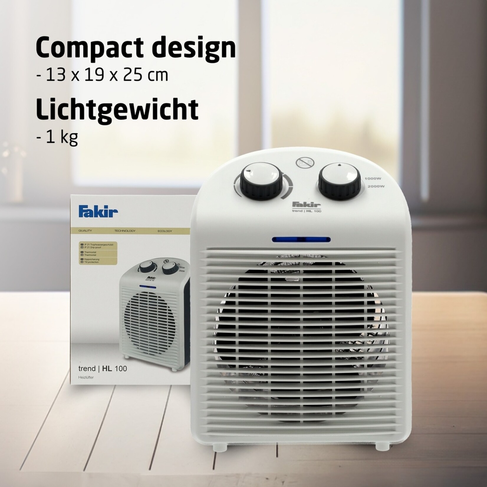Fakir Fakir HL100 Compacte Elektrische Kachel - Verwarming met Ventilator