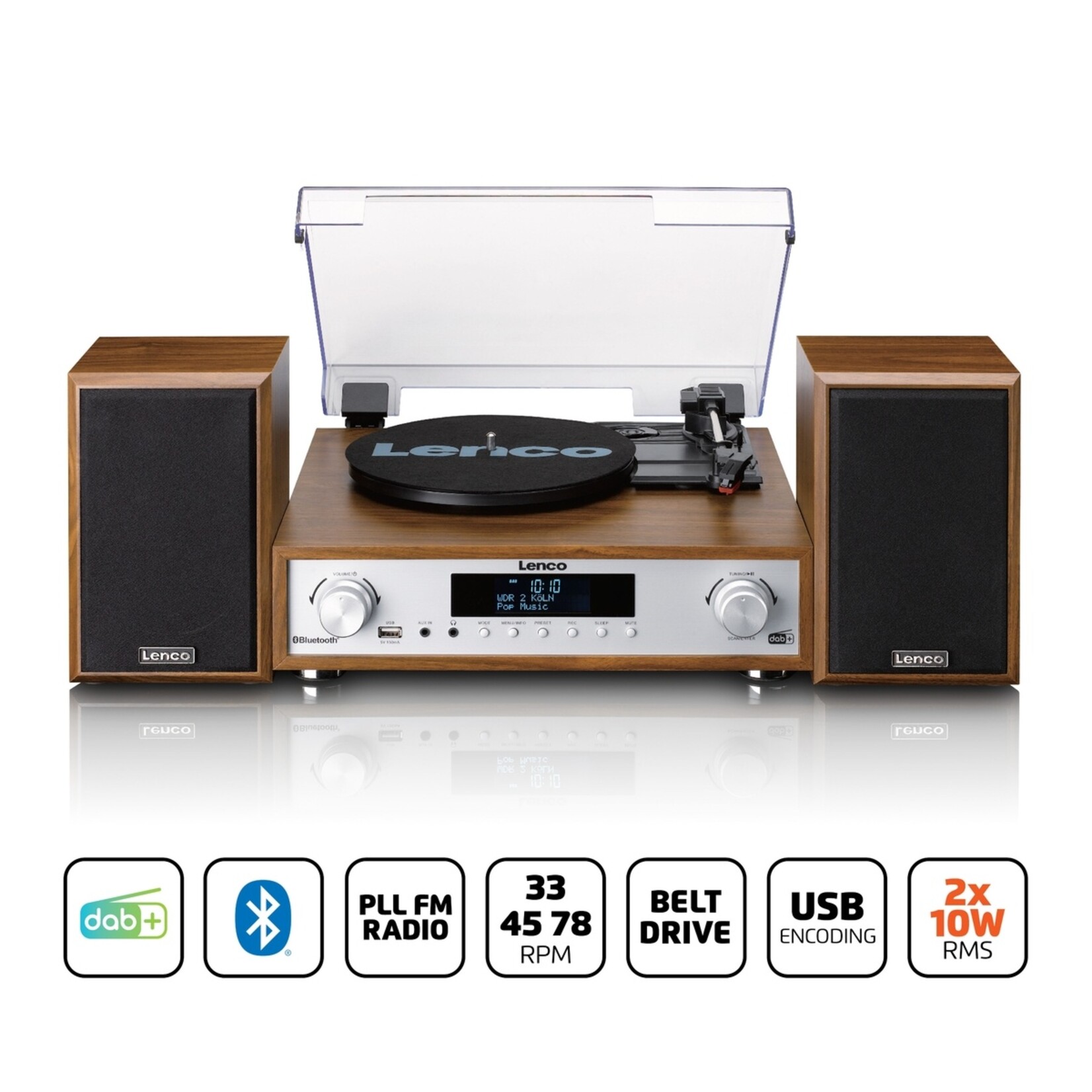 Lenco Lenco MC-160WD Stereo Set met Platenspeler - Radio en Bluetooth