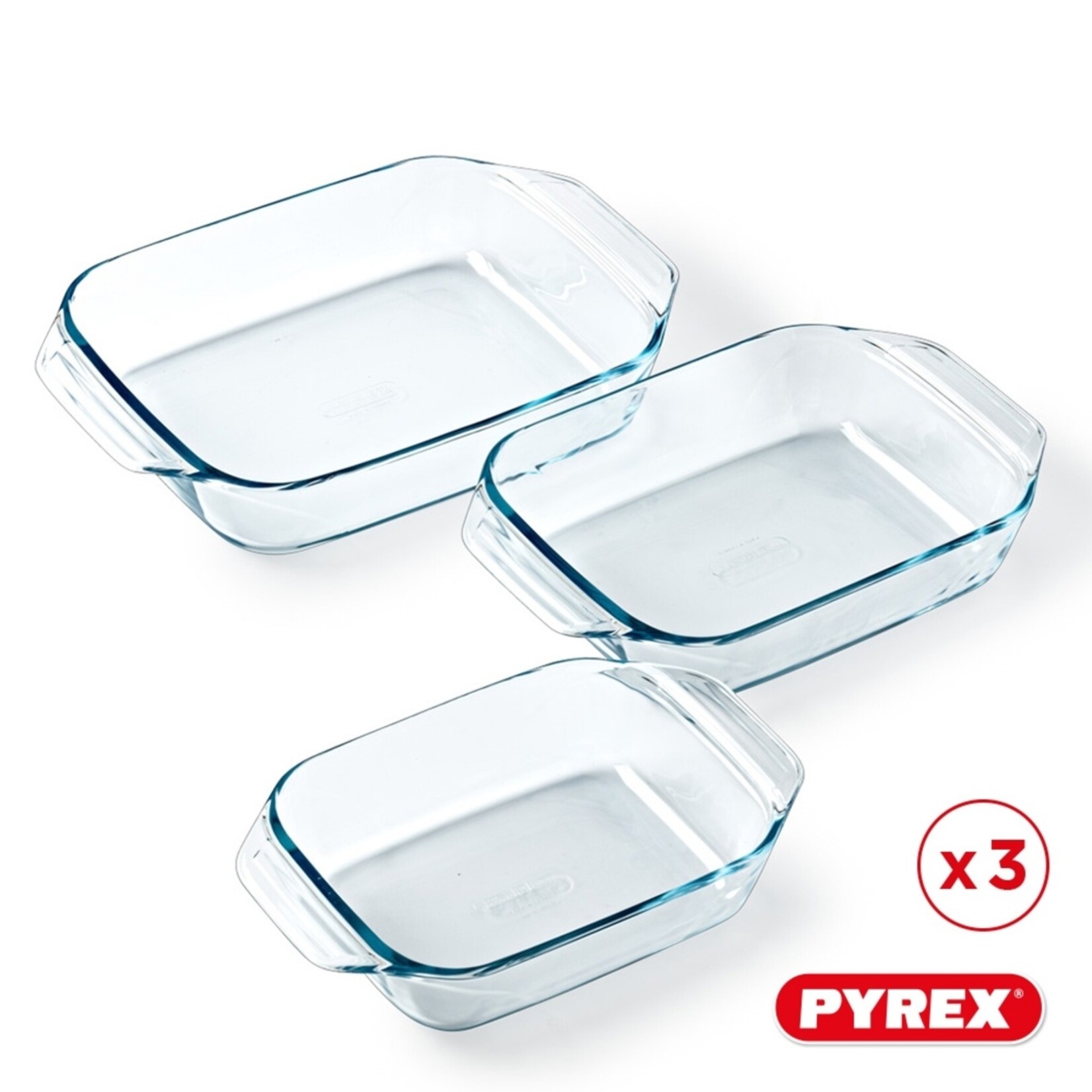 Pyrex Pyrex Irresistible Rechthoekige Ovenschalen van Transparant Glas - Set van 3