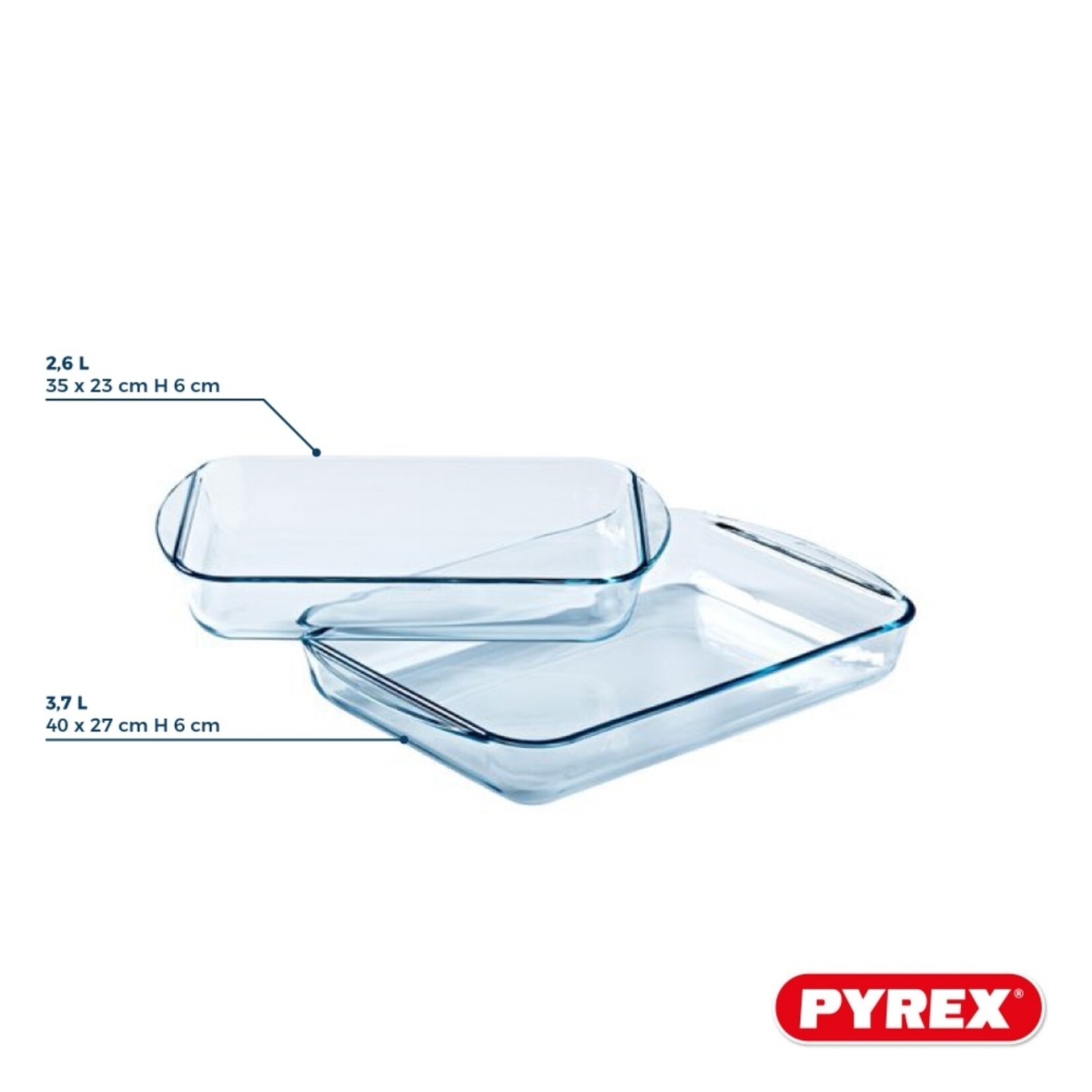 Pyrex Pyrex Essentials Rechthoekige Ovenschalen van Transparant Glas - Set van 2