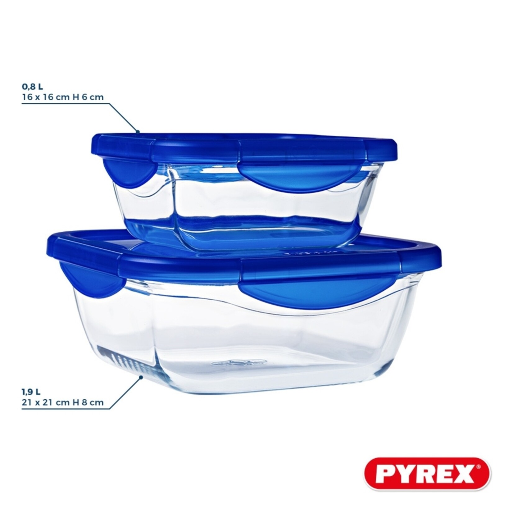 Pyrex Pyrex Cook & Go Vierkante Schalen van Glas met Deksel