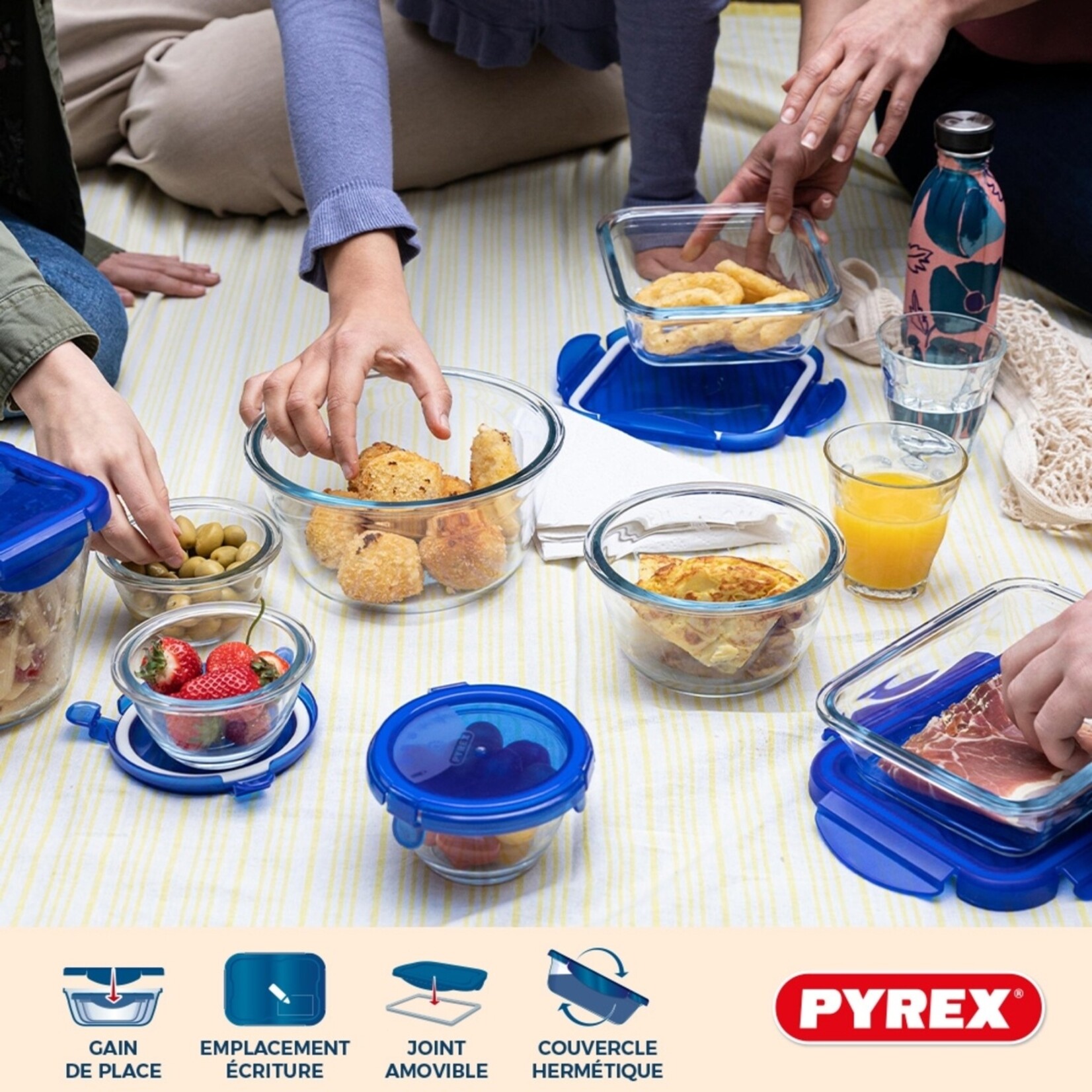 Pyrex Pyrex Cook & Go Vierkante Schalen van Glas met Deksel