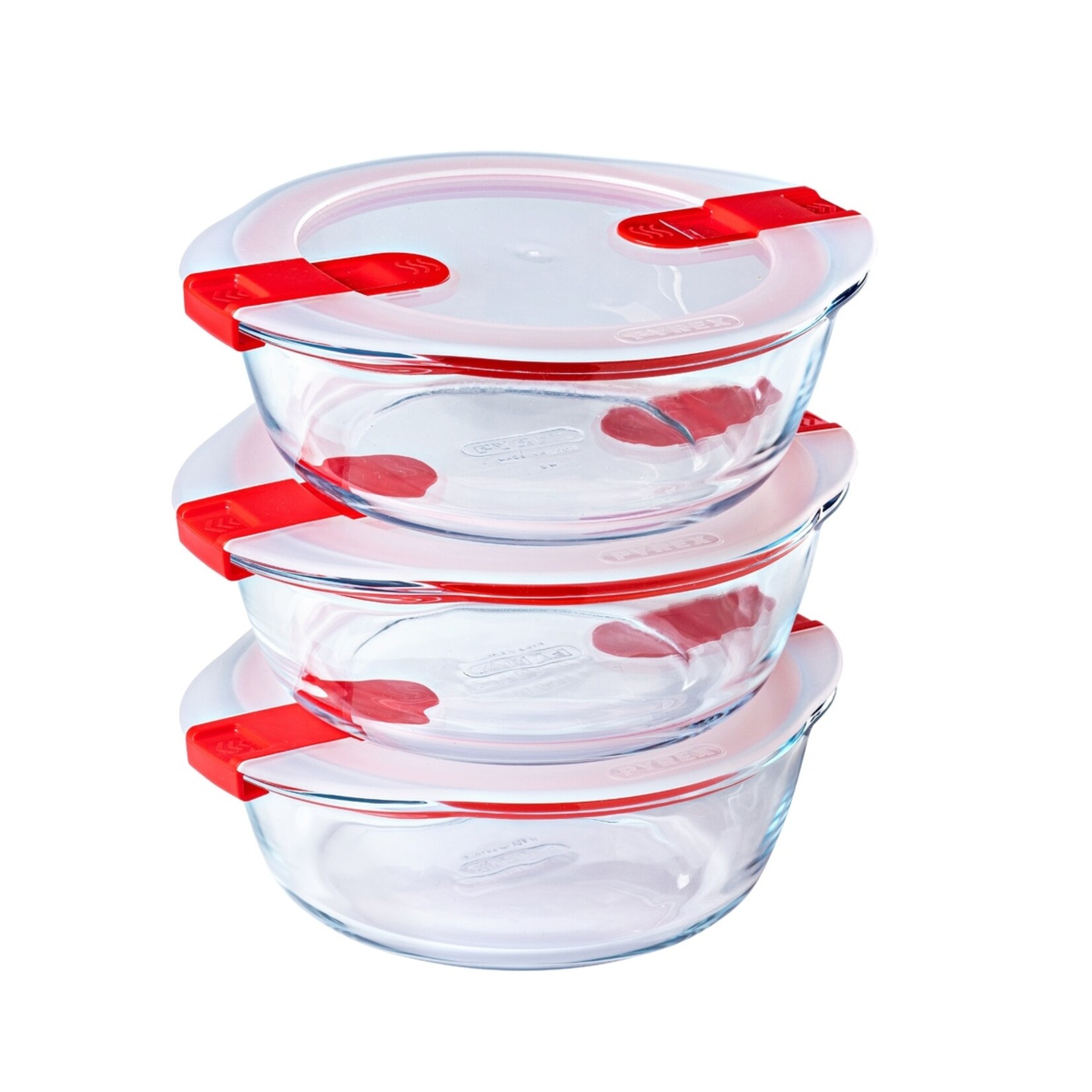 Pyrex Pyrex Cook & Go Ronde Schalen met Deksel - Set van 3 Stuks - Eén Maat