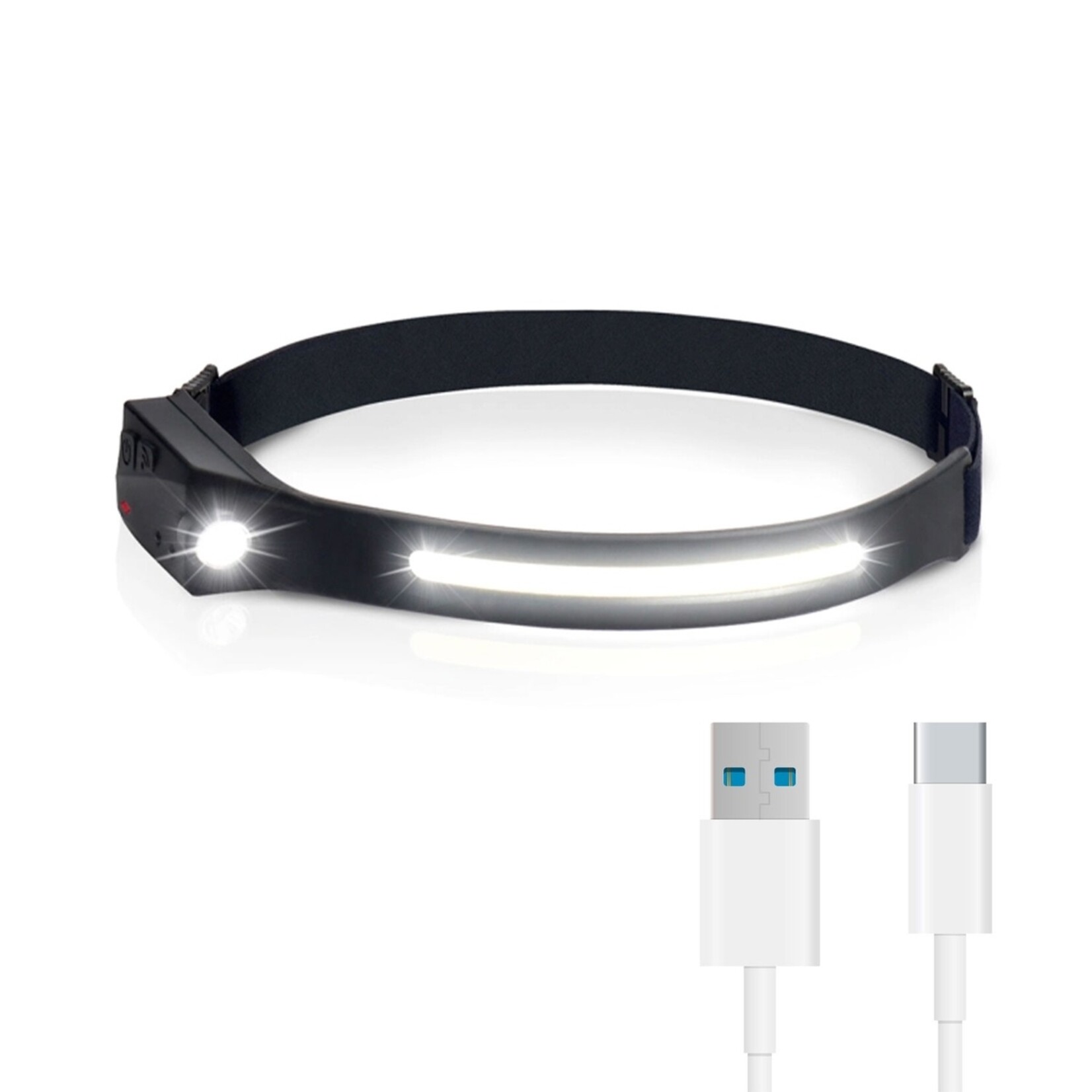 FlinQ FlinQ Oplaadbare LED Hoofdlamp met Sensor – Hoofdband met Verlichting