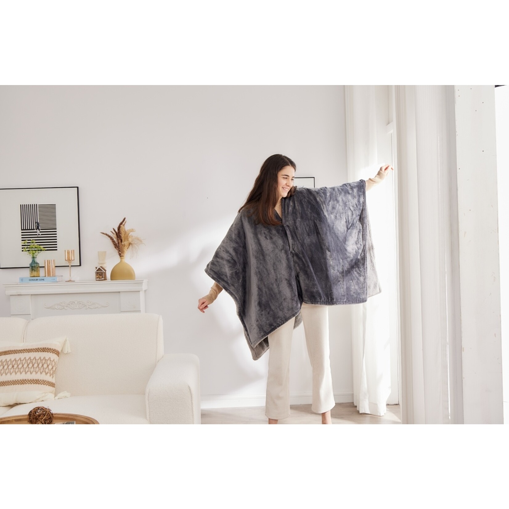 BREND BREND BR-2220 Elektrische Deken en Poncho - Fleece Plaid