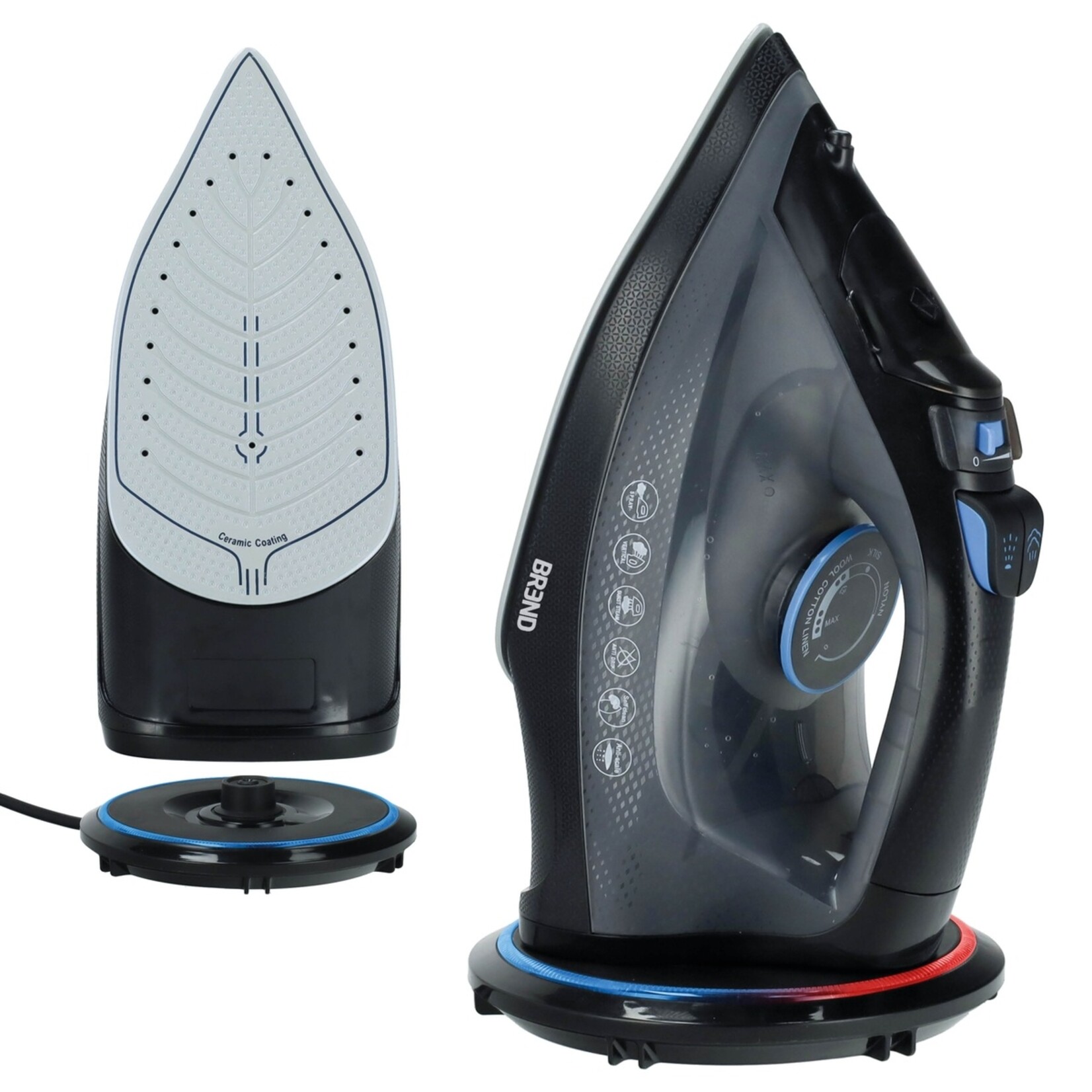 BREND BREND BR-2232 Draadloos Stoomstrijkijzer met Oplaadbasis – 200W
