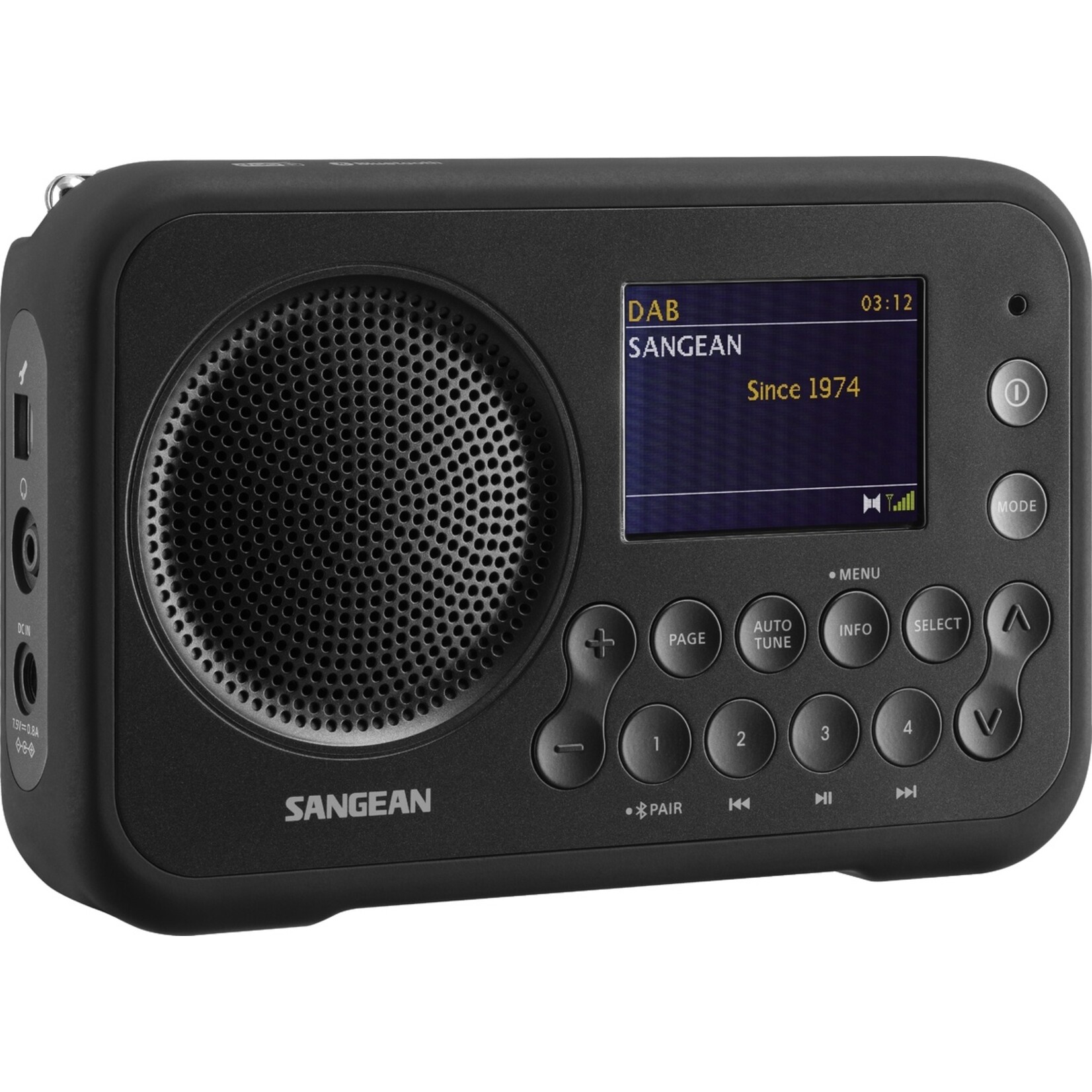 Sangean Draagbare Digitale Radio met DAB+/FM-DRS en Bluetooth - 40 Voorkeurszenders