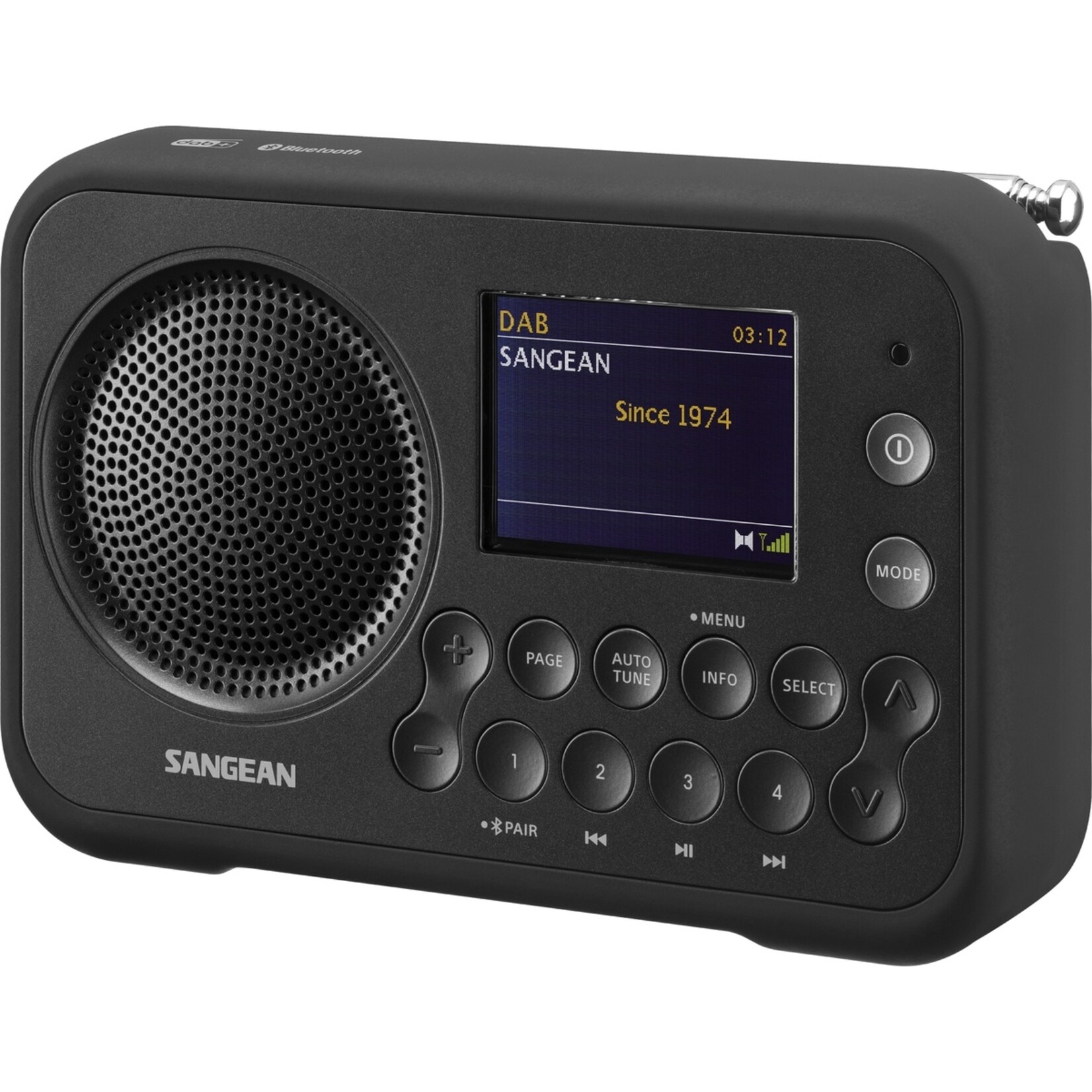 Sangean Draagbare Digitale Radio met DAB+/FM-DRS en Bluetooth - 40 Voorkeurszenders