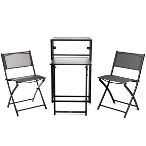 QLT No Less QLT 3-Delige Bistroset Opvouwbaar – Stalen Terras- en Balkonset 2 Personen