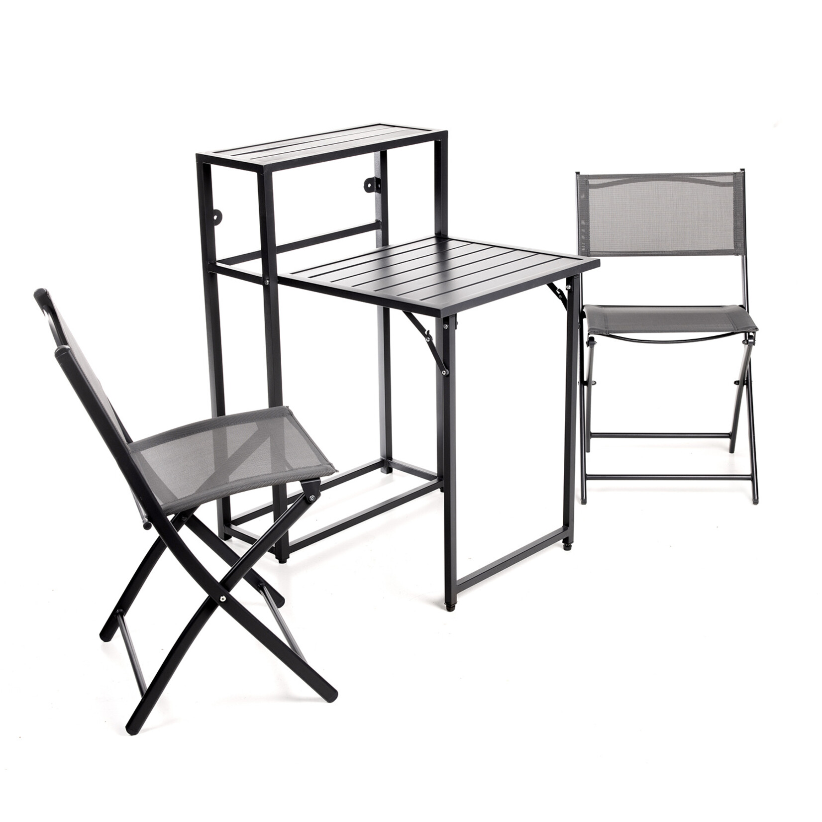 QLT No Less QLT 3-Delige Bistroset Opvouwbaar – Stalen Terras- en Balkonset 2 Personen
