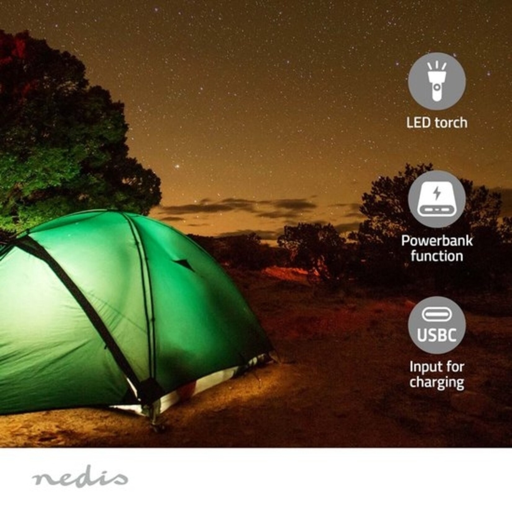 Nedis Nedis DAB+/FM Draagbare Noodradio – Zonnepaneel, USB-C en Handdynamo