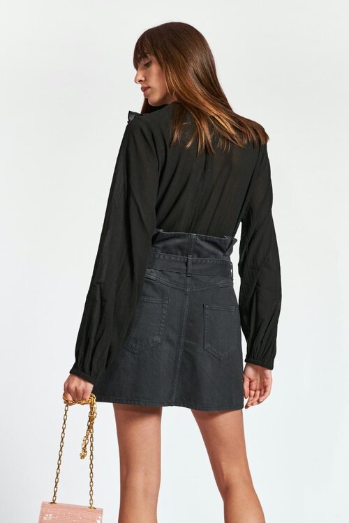 Essentiel Antwerp Schwarzes Pailletten-Embo-Top