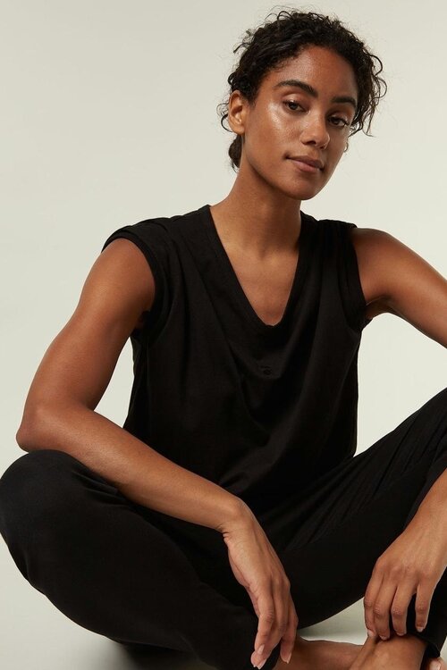 10Days Schwarzes V-AUSSCHNITT T-SHIRT