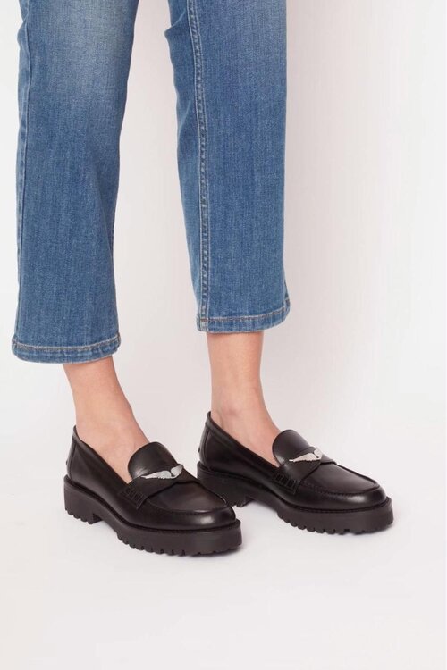 Zadig & Voltaire Noir Joecassin Semy-Shiny Kalbsleder