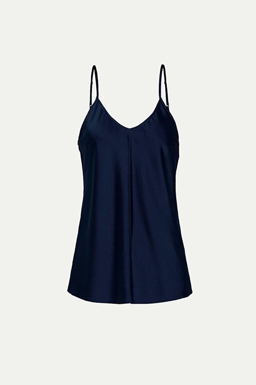 Forte_Forte Navyblaues, strapazierfähiges Satinoberteil