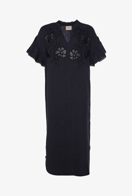 Sissel Edelbo Gewäschter schwarzer Kaftan aus Bio-Baumwolle