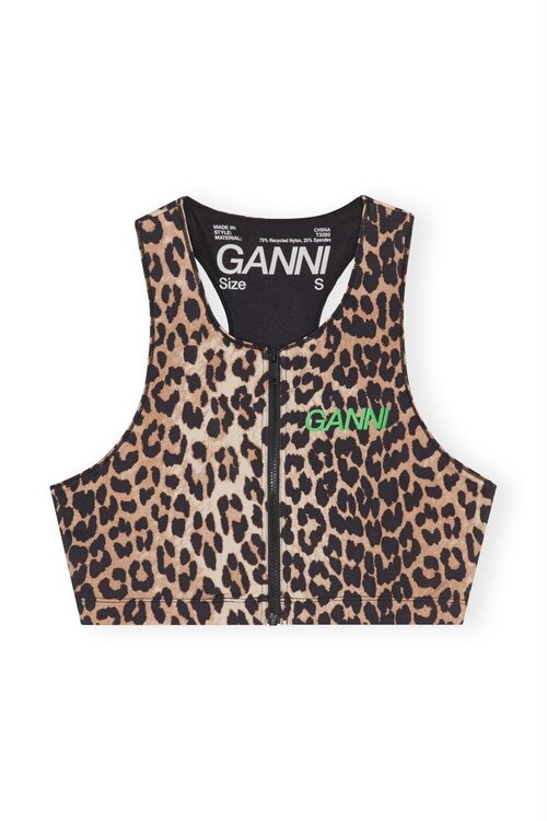 Ganni Leopard Leopard Sportoberteil