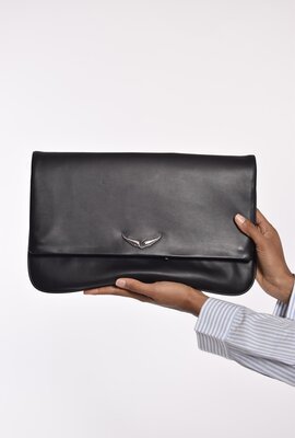 Zadig & Voltaire Schwarze Rock XL Lederschultertasche
