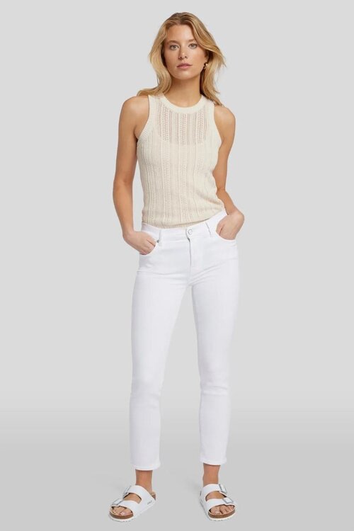 7 For All Mankind Weiße Roxanne Ankle Jeans