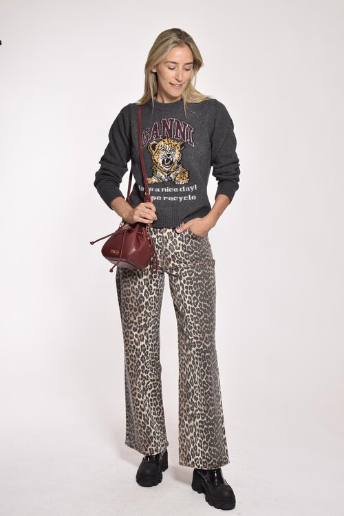 Ganni Leoparden-Jeansdruck