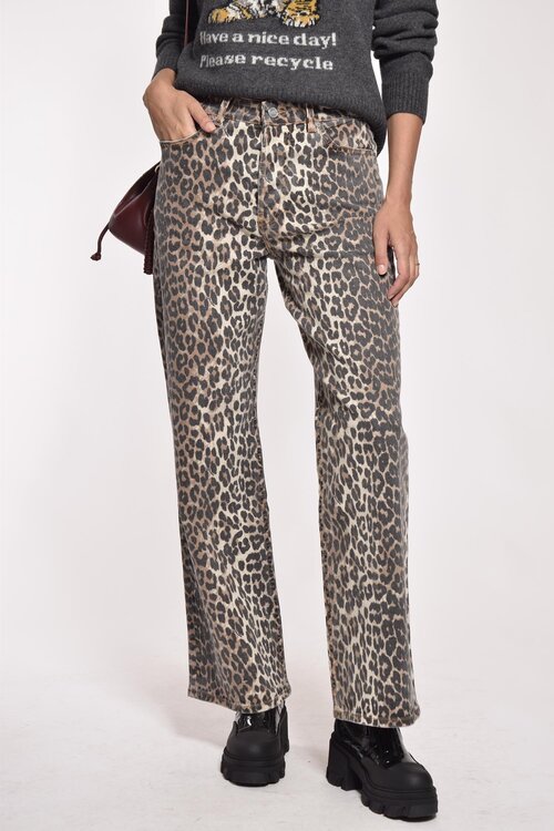 Ganni Leoparden-Jeansdruck