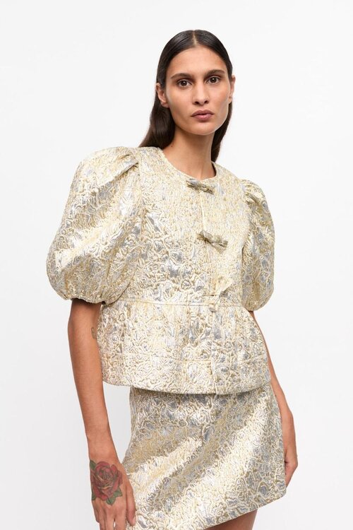 Ganni Goldene Bluse metallic