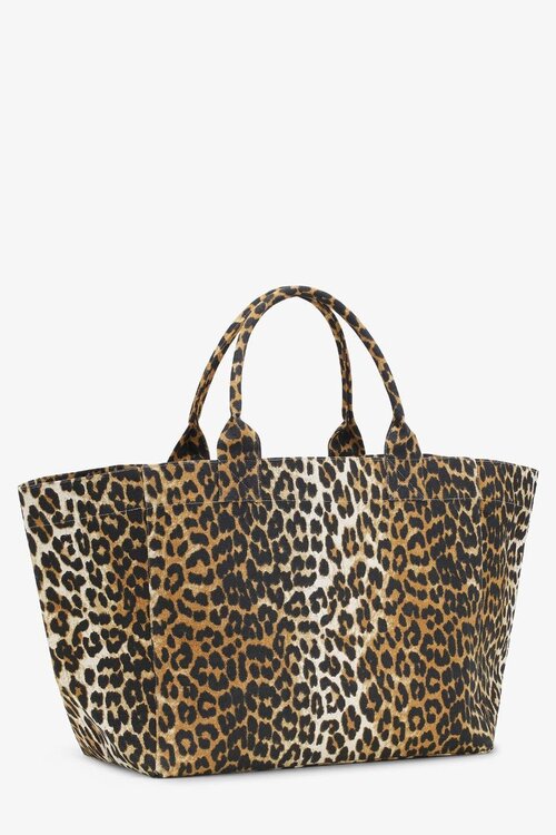 Ganni Leoparden-Leinwandtasche Leopard