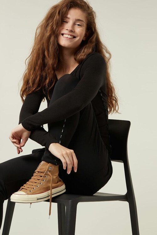 10Days Schwarzes THE BOAT NECK TEE