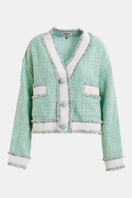Essentiel Antwerp Minzgrüne Jacke mit abgeschnittenen Fransen