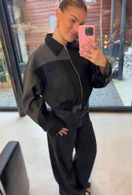 1/OFF Dunkelgraue Bomberjacke mit Reißverschluss