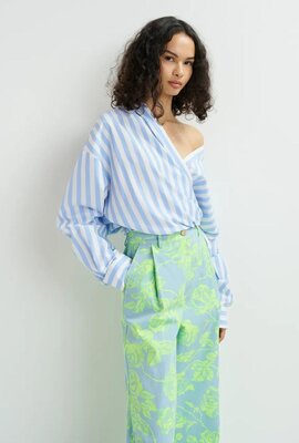 Essentiel Antwerp Blaue Wide Wrap Bluse