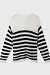 10Days Ecru/Schwarz V-Ausschnitt Strickpullover Streifen