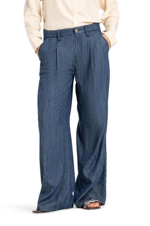 Cambio Indigo Alina Weite Hose mit Bundfalte