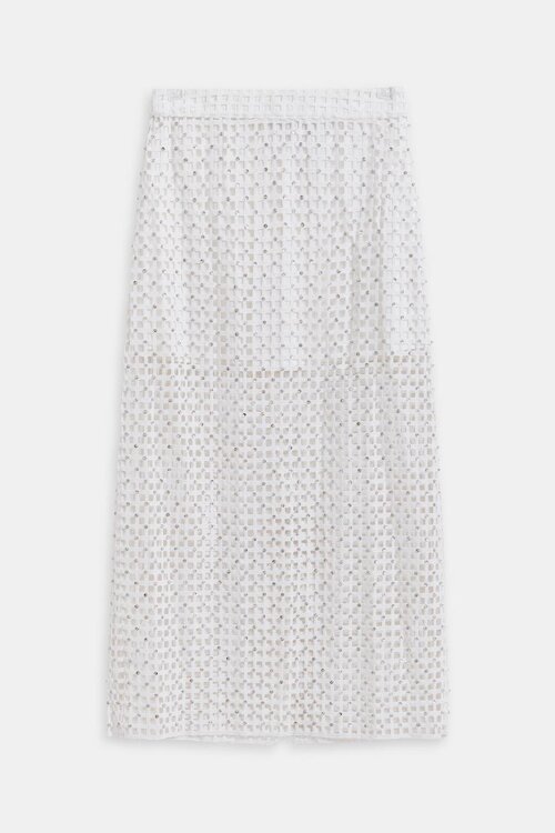 Essentiel Antwerp Weißer Pailletten-Mesh-Rock