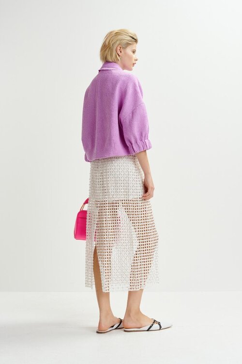 Essentiel Antwerp Weißer Pailletten-Mesh-Rock