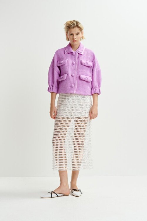 Essentiel Antwerp Weißer Pailletten-Mesh-Rock