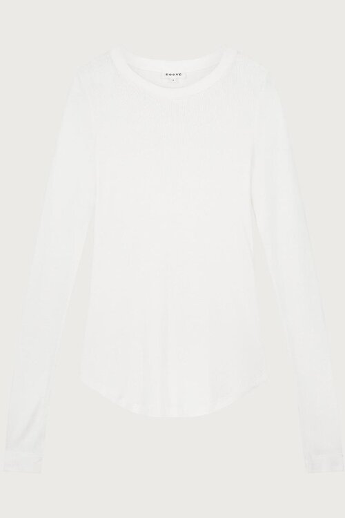 Neeve Weißes Rippen-Langarmshirt