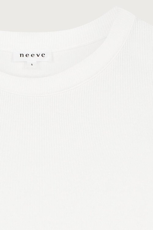 Neeve Weißes Rippen-Langarmshirt