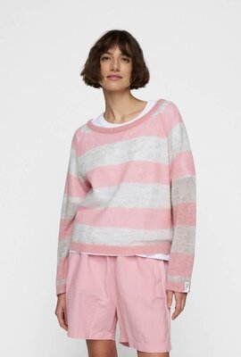 10Days Raspberry/grauer dünner Strickpullover