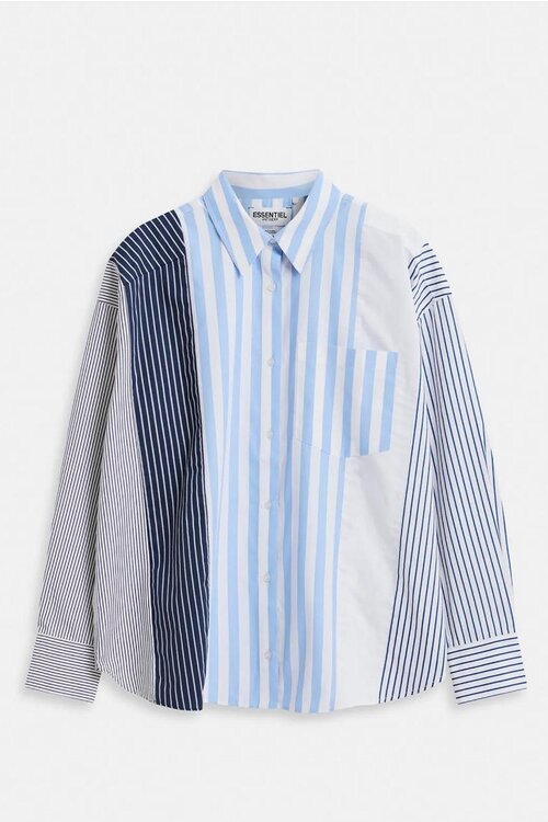 Essentiel Antwerp Blaue Patchwork-Bluse