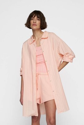 10Days Pfirsichfarbene Bluse mit Voile-Streifen