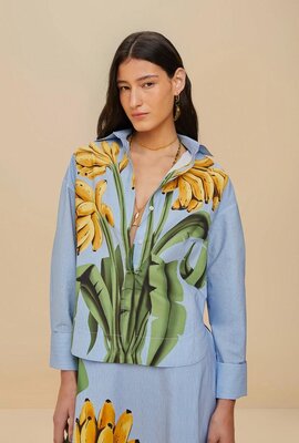 Farm Rio Blau Gestreifte Bluse