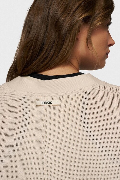 10Days leichte erdfarbene V-Ausschnitt Strickjacke aus Mesh