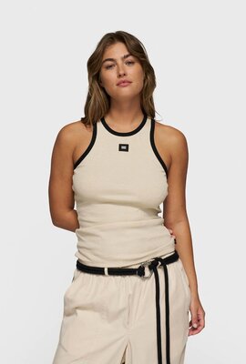 10Days Leichtes erdfarbenes Tanktop mit Rippenkontrast